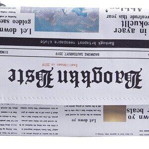 Women Novelty Newspaper Evening Handbag Clutch Crossbody Bag Envelope Purse Chai